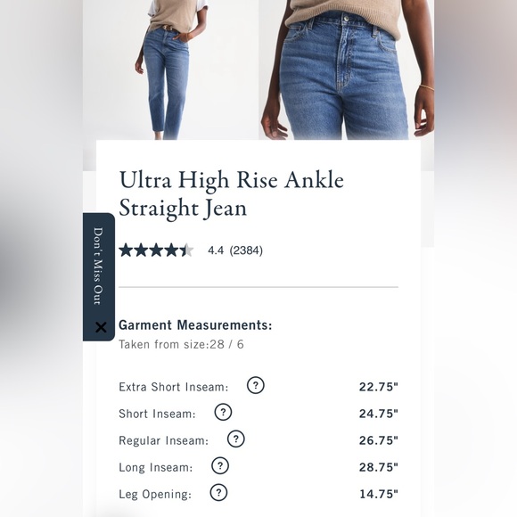 ABERCROMBIE & FITCH Ultra High Rise Ankle Straight Jean - Picture 10 of 11